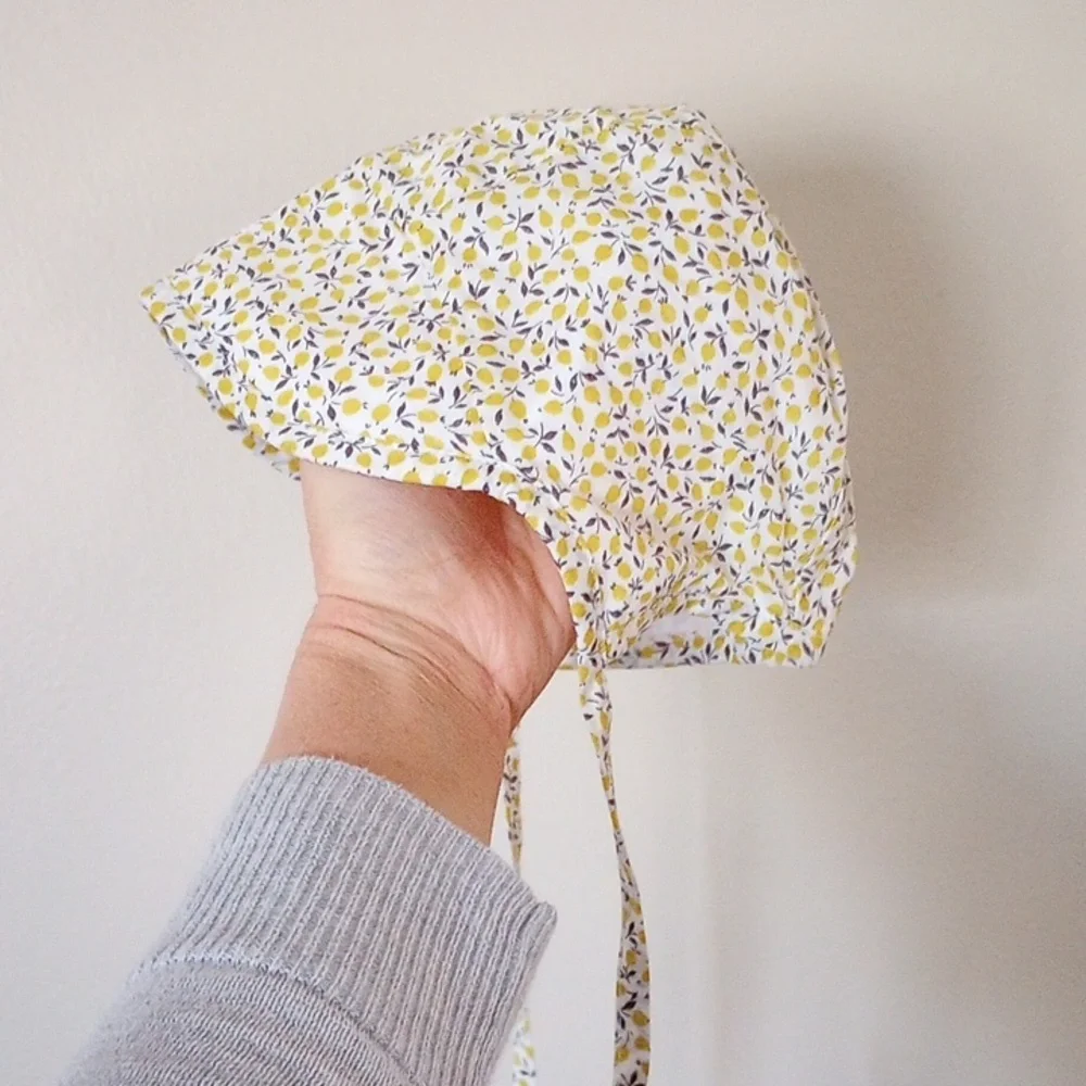 Yellow Floral Cotton Baby Bonnet - Picture 1 of 3